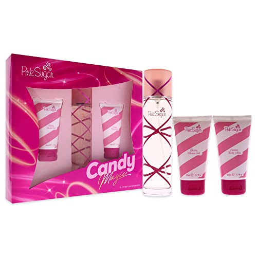 SET AQUALINA PINK SUGAR WOMEN 3 PC SET 3.4 OZ. EDT / 1.7 OZ. SG