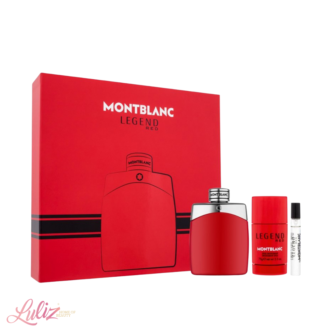 SET MONT BLANC LEGEND RED MEN ( 3 PC SET ) 3.4 OZ EDP / 0.25 OZ. EDT / 3.4 OZ. SG