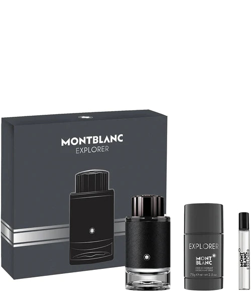 SET MONT BLANC E􀁘PLORER MEN ( 3 PC SET ) 3.0 OZ EDP / 7.5 ML EDP MINI / DEO STICK