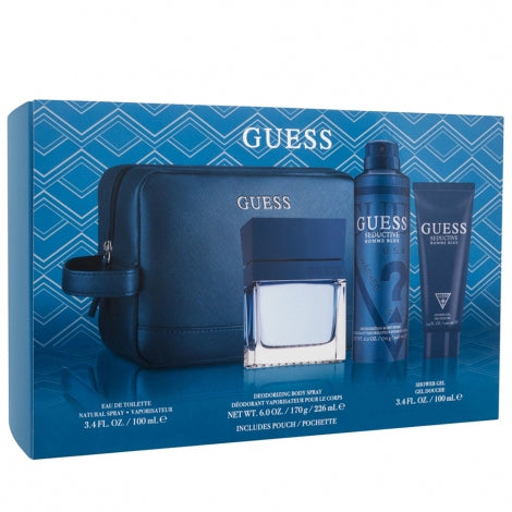 SET GUESS SEDUCTIVE HOMME BLUE MEN ( 4 PC SET ) 3.4 OZ. EDT/ 6.0 OZ. BS/ 6.7 OZ. SG / POUCH